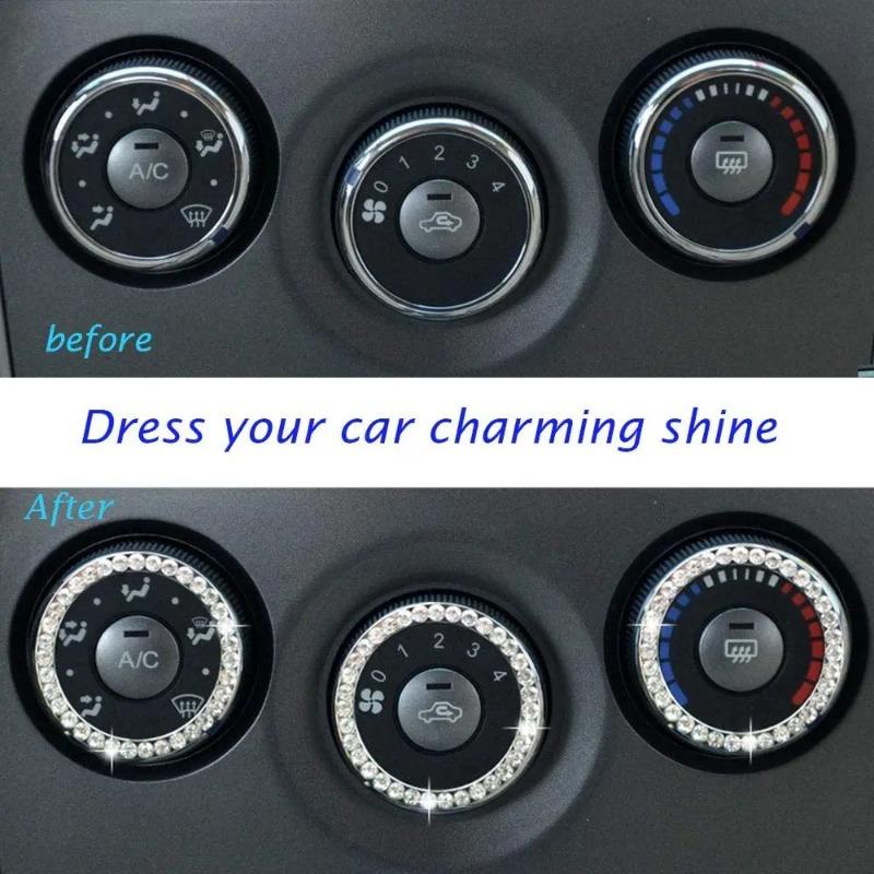 Car Ignition Key Ring Diamond Rhinestone Stickers for Auto Motorcycle Styling Bling Decoration Key Circle Button Car Accessories