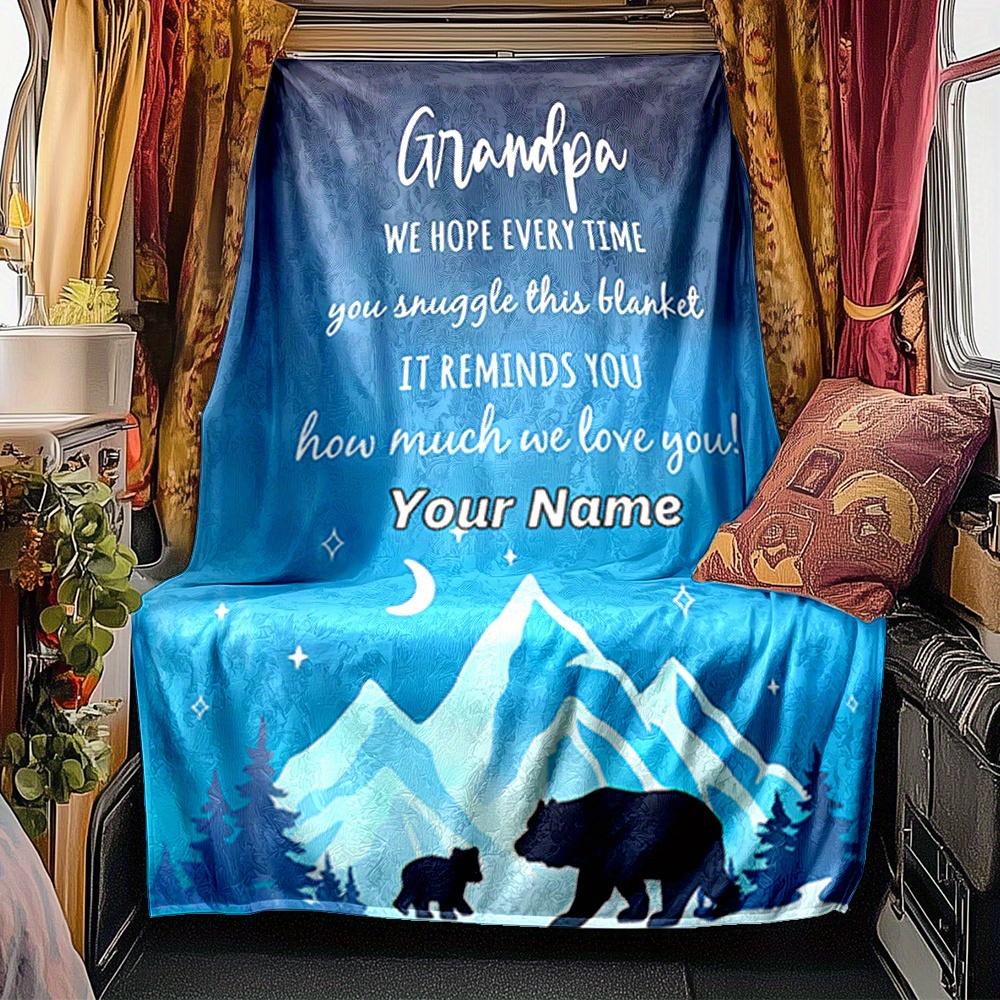 Grandpa Blanket Personalized Name Soft Comfortable Stylish Blanket Car Blanket Perfect For Travel Camping Outdoor Home Suitable For All Seasons