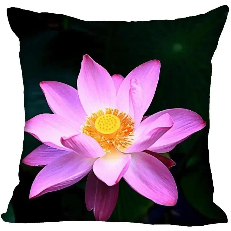 Luxury Home Decor Pillowcase Lotus Painting Art Pillowcase Living Room Sofa Cushion Cover
