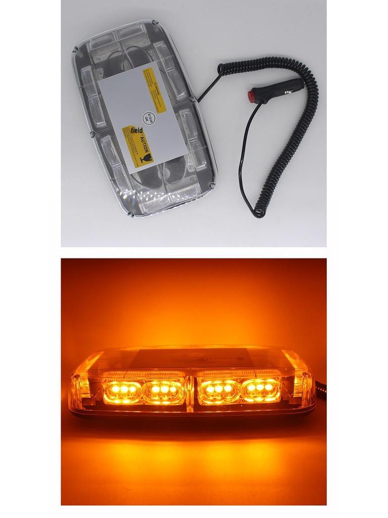 Ceiling-Mounted High Brightness Red & Blue Strobe Warning Light, Magnetic, 12V, 36 LEDs, Short Row for Cars