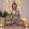 Meditierende Sitzende Buddha Statue Schaustück Idol Heimdeko Artikel für Wohnzimmer und Geschenke Golden