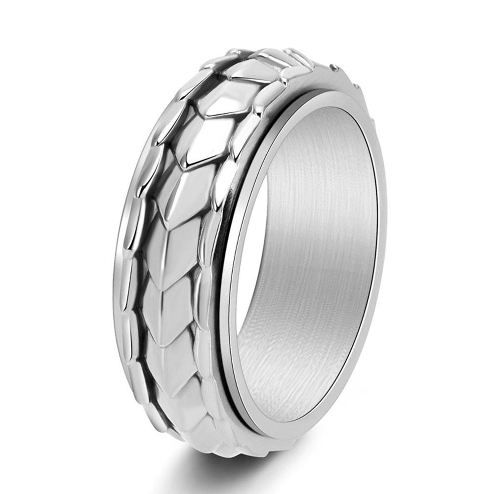 

Персонализированное мужское кольцо с чешуей дракона, милый крутой стиль, вращающееся кольцо-украшение, 2025 13 серебряный