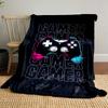 A Colorful Game Controller Over Repeated "GAMER" Text On a Dark Background. for All Seasons Blanket Lunch Break Throw Gift