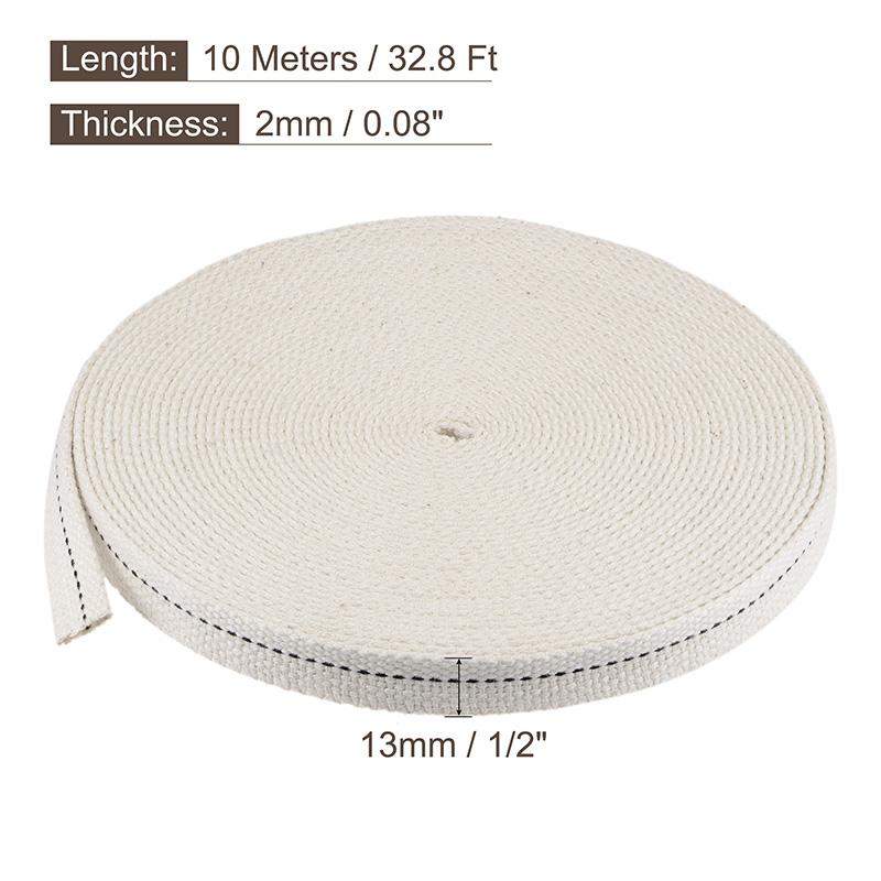 Uxcell 10 Meter Kerosene Lamp Wick Braided Cotton Oil Lamp Wick Core Wick Flat Cotton For Oil Lamp Lighting Lantern Making