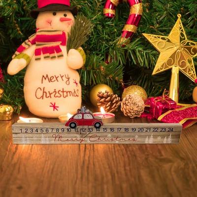 Wooden Christmas Countdown Tabletop Decoration Wooden Ruler Shape Christmas Decor Holiday Decor 24Days Snowflakes Advent