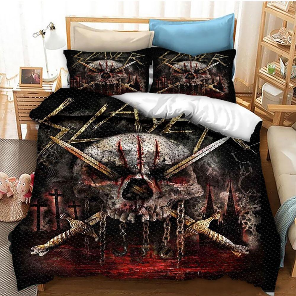 Fashion Slayer Rock Band Bedding Set Duvet Cover Bed Set Quilt Cover Pillowcase Comforter King Queen Size Boys Adult Bedding Set