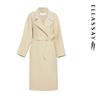 ELLASSAY Women's 2025 Autumn 100% Merino Wool Longline Lapel Coat