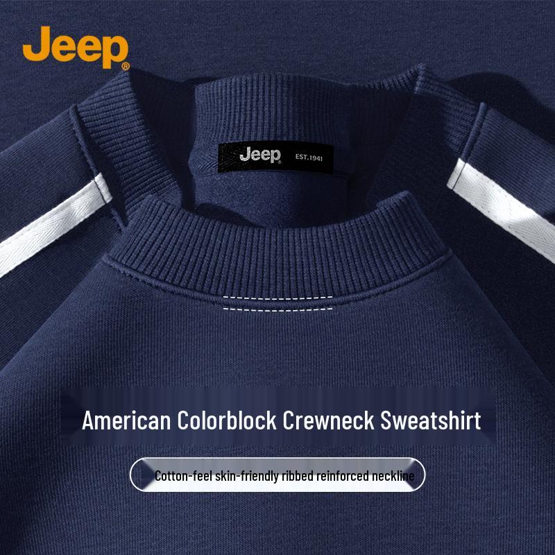 JEEP Men s Heavyweight Color-Block Pullover Sweatshirt XL
