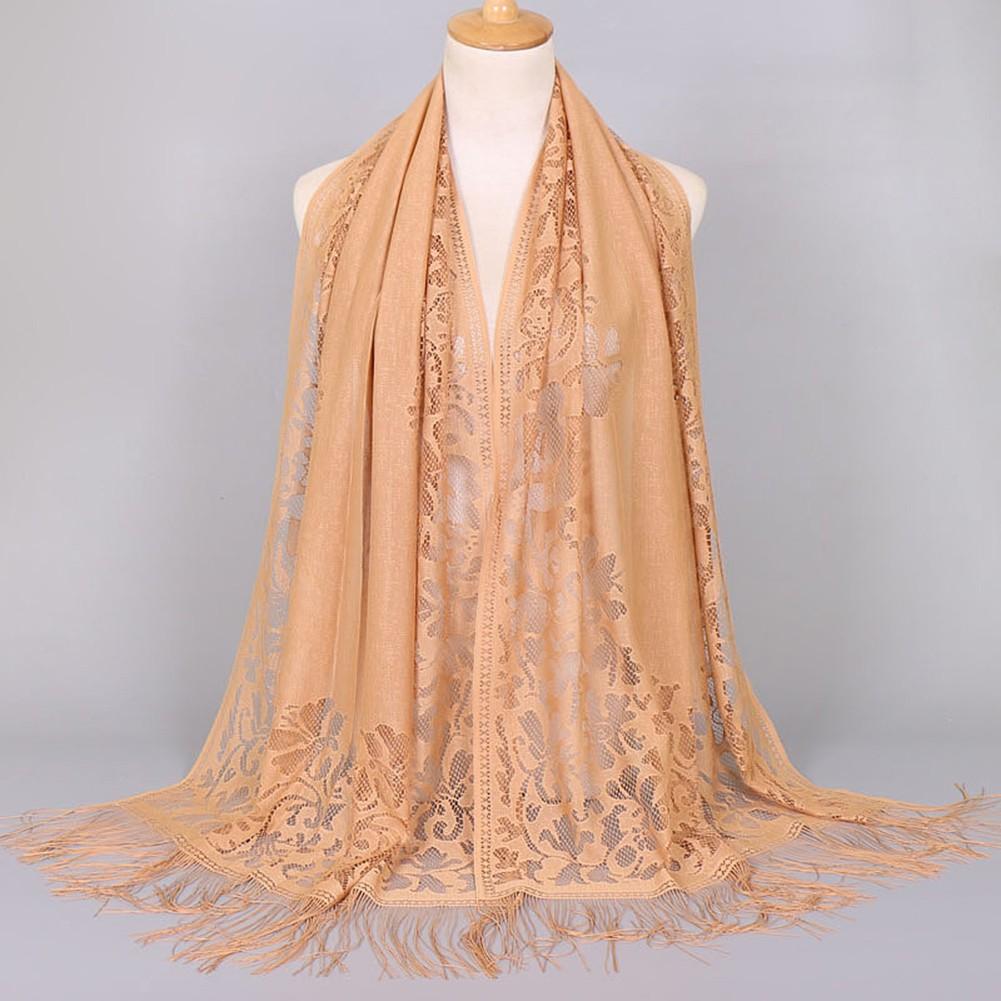 All Match Floral Tassel Scarf Hollow Solid Breathable And Comfortable