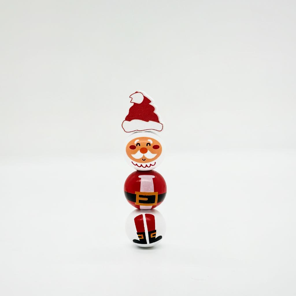 Navidad Natal Gift DIY Christmas Wooden Bead String Pendant 20mm Color Printed Wooden Bead Set Home Decoration Kid Gift