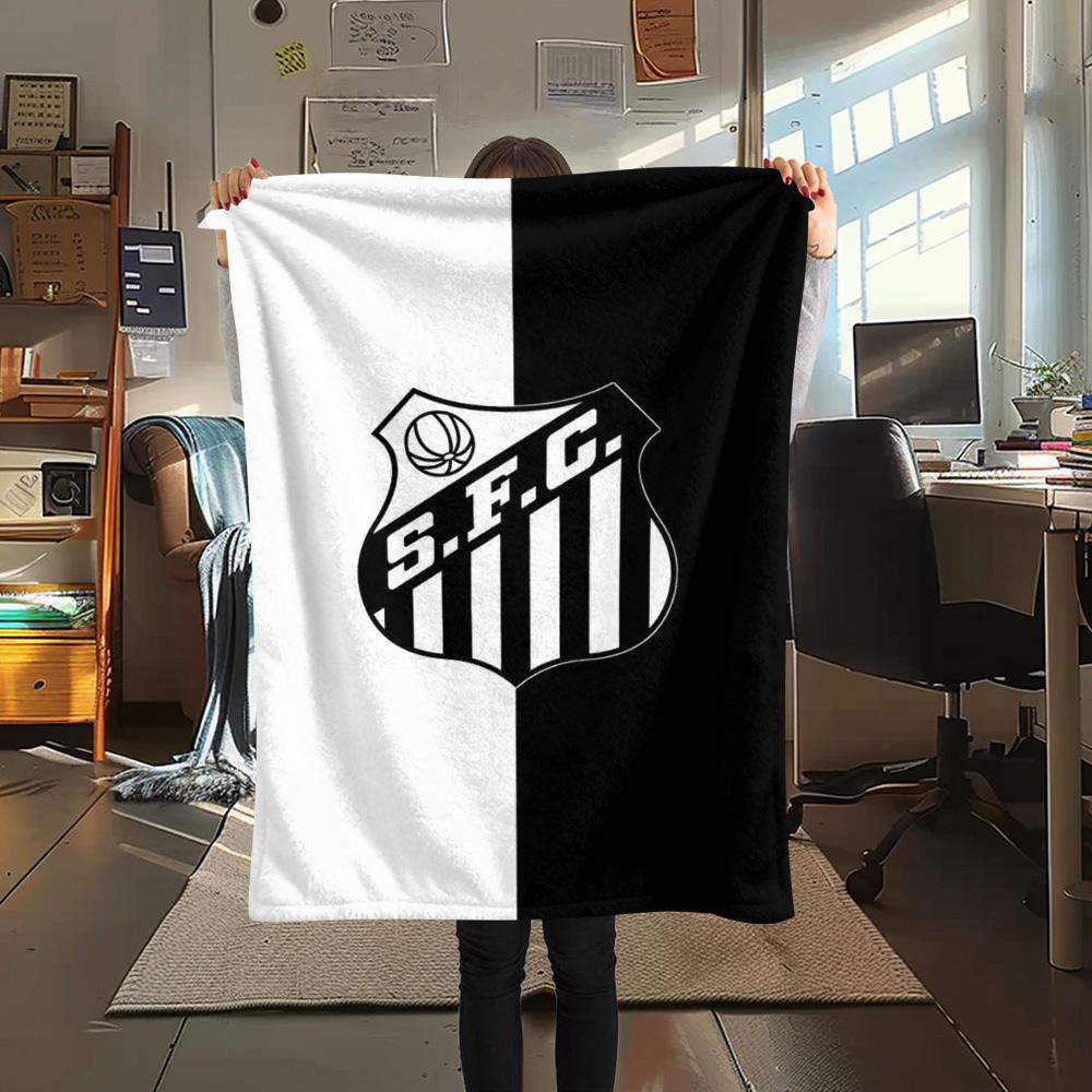 1Pc Santos FC Print Flannel Blanket High Quality Warm Comfortable Cover for All Seasons Perfect for Gifts Home Decor