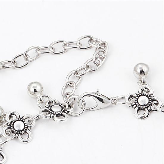 Vintage Water Droplets Tassel Floral Anklet Chain Barefoot Summer Beach Jewelry