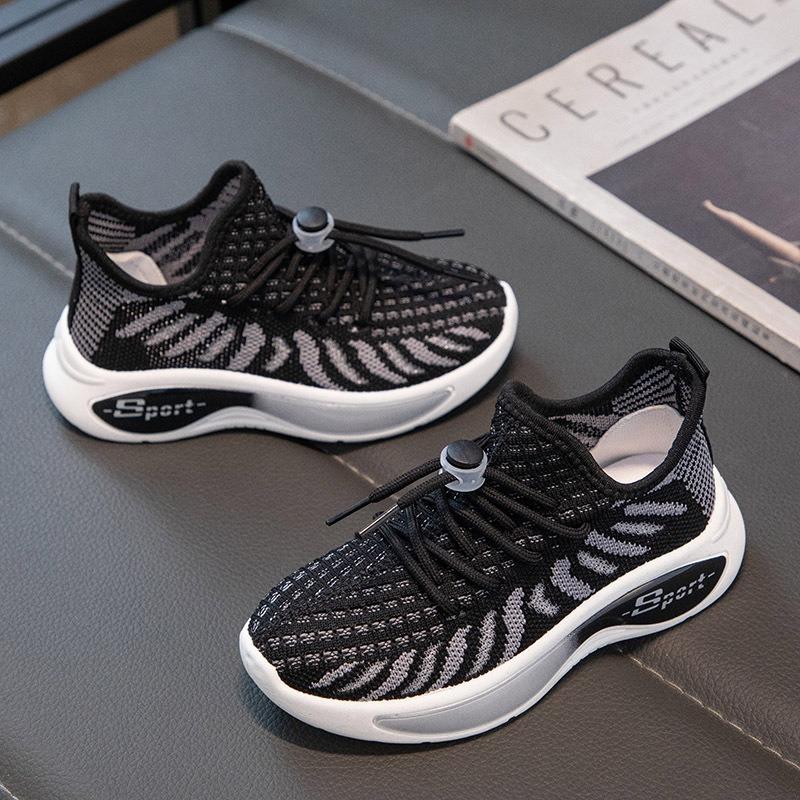 Children's New Spring and Autumn Girls Net Surface Breathable Flying Woven Shoes Boys Non-slip Soft Sole Sports Shoes Tide