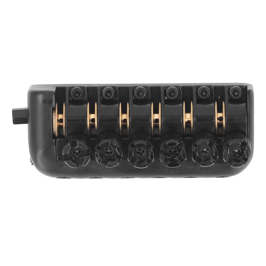 Walfront Headless Guitar Bridge Tailpiece 6-String Saddle Universal Accessory and String Lock Replacement Black