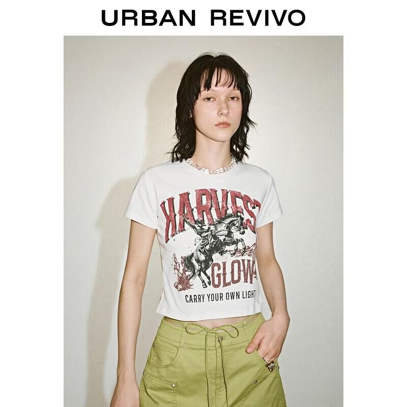 UR2026 Women s Retro Distressed Print Slim T-shirt M