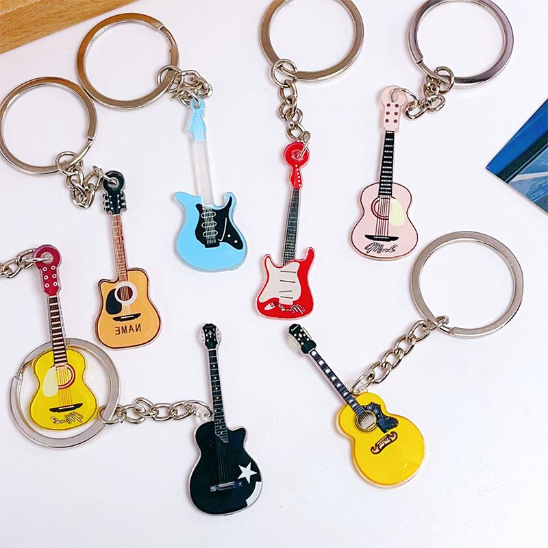 Creative Mini Guitar Keychain Pendant Handbag Charm Accessories Music Festival Souvenir Gift