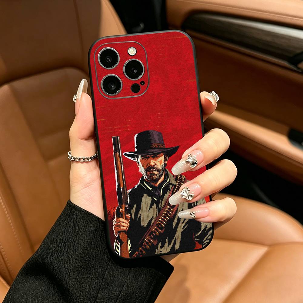 R-Red D-Dead Redemption RDR 2 Phone Case For iPhone 17,16,15,14,13,12,11 Pro Max,16Plus,XS Soft Black Cover