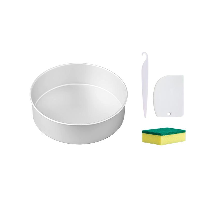 6/8/10/12 Inch Fixed Base Cake Pan/Tin Round Aluminum Bake Pan With Scrub Sponge Cake Scraper/Stripping Cheesecake Mould 10073