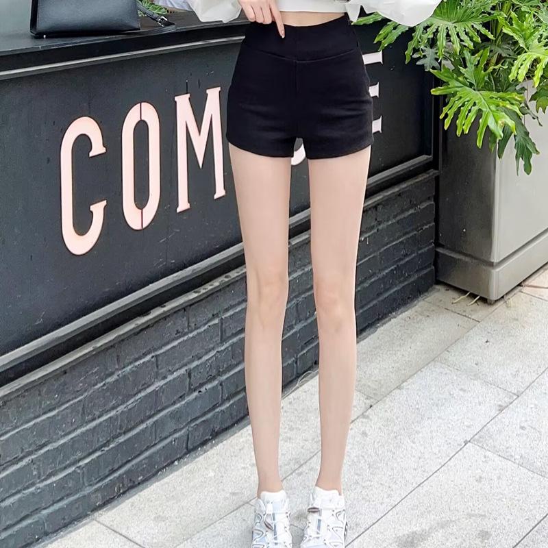 

Женские шорты с высокой талией, черные, летние, 2025 - Новый корейский стиль, модные, облегающие и эластичные шорты XL чёрный