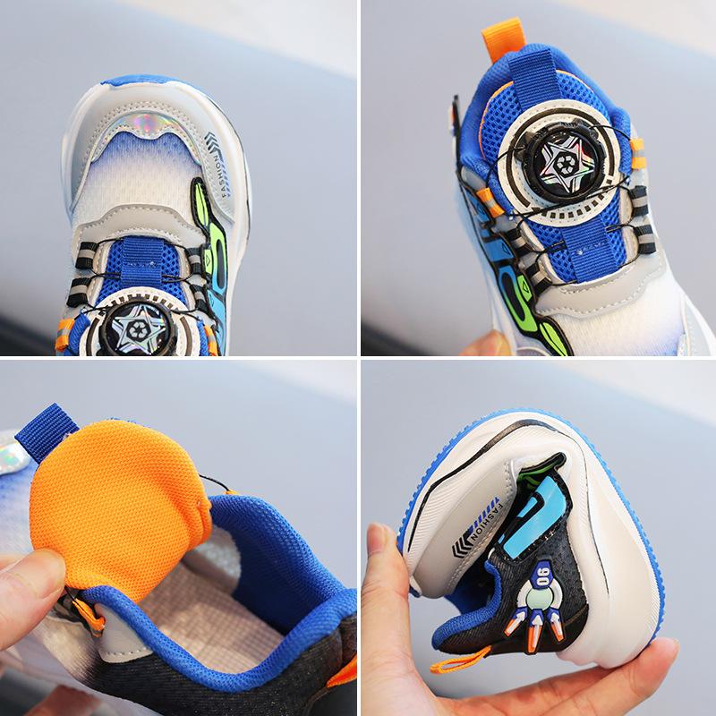 Boys and Girls Casual Running Shoes With Twist Lock Breathable Mesh Shoes for Spring Autumn