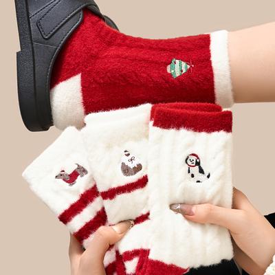 Christmas Stocking Children's Autumn-winter Thick Plush Heat-retaining and Warm Floor Socks