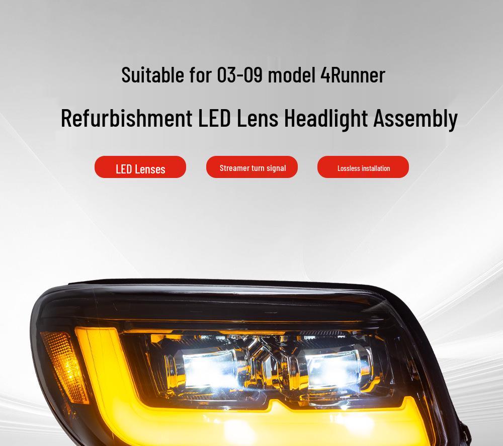 LED Headlight with Projector Lens & Sequential Turn Signals for 03-09 Toyota 4Runner
