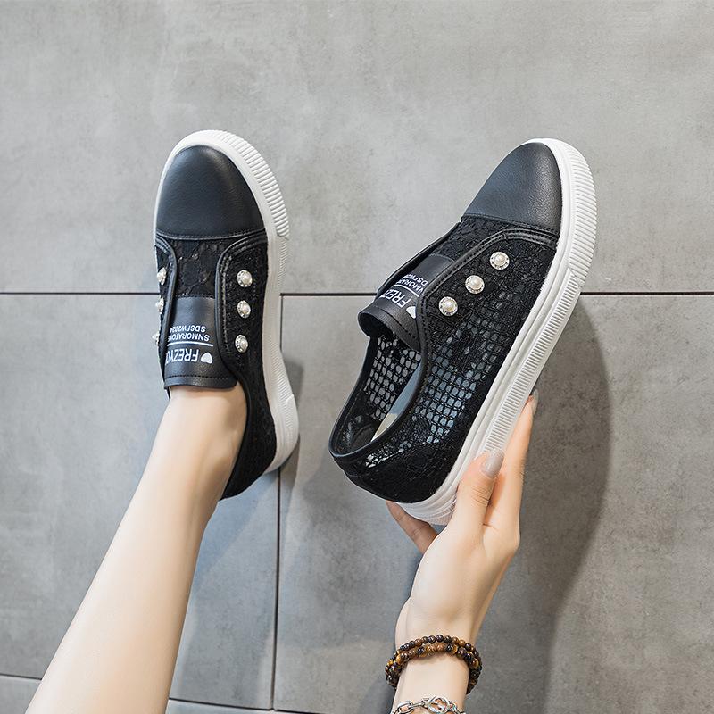 

Inner heightening little white shoes women s summer breathability 2025 new low-top thick-soled muffin shoes mesh casual sports women s shoes 40