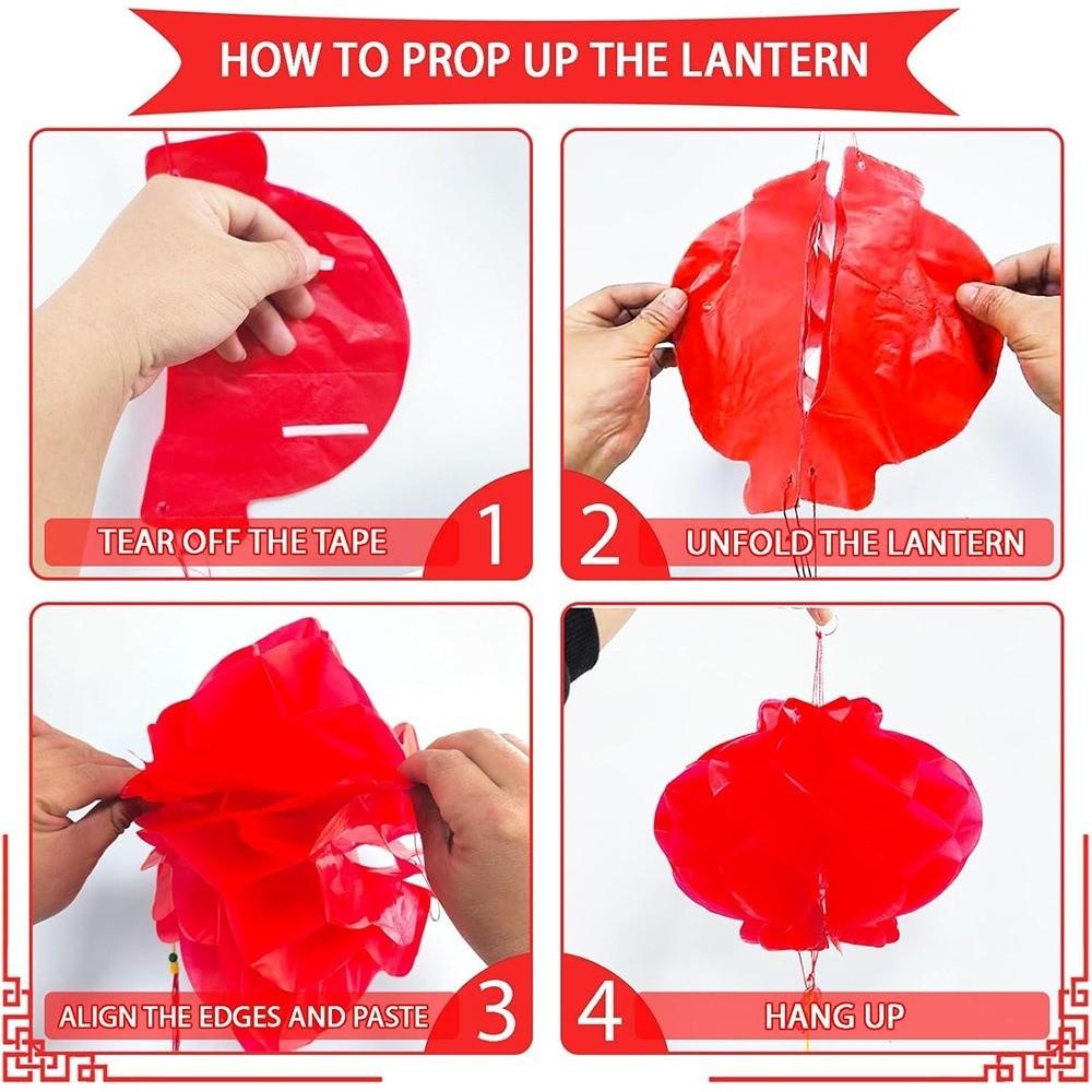 Plastic Paper Paper Lantern Set Festive Decoration Red Lantern  Birthday Party