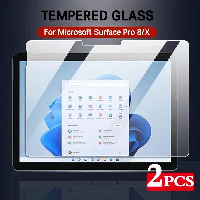 2 Stück Displayschutzfolie für Microsoft Surface Pro 4 5 6 7 8 x 9 13'' 12.3 Go 2 3 Schutzfolie Anti-Kratzer Klares gehärtetes Glas