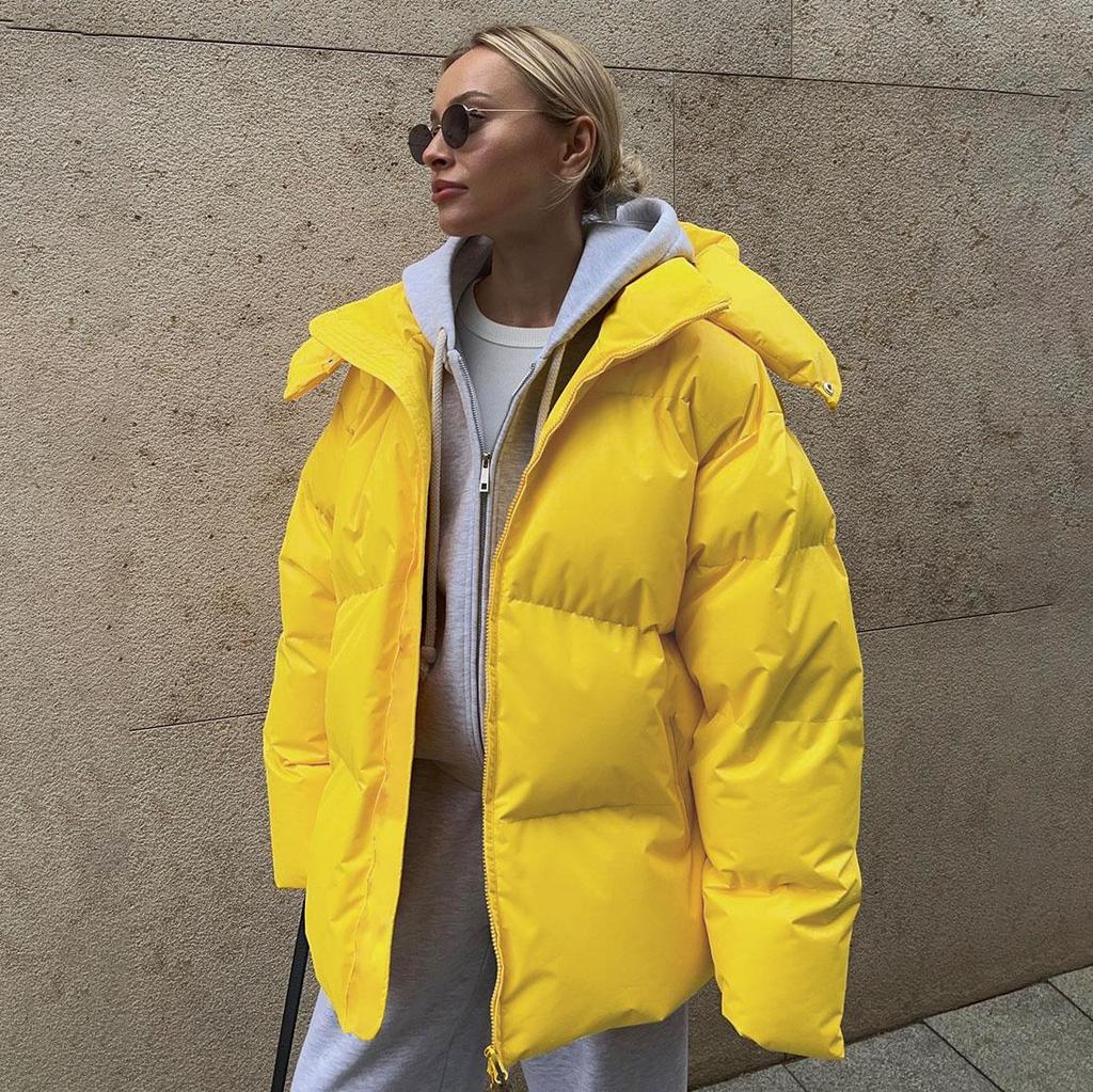 Autumn Winter Thicken Warm Parka Women Casual Solid Color Pocket Loose Short Hooded Coat Jackets Outwear