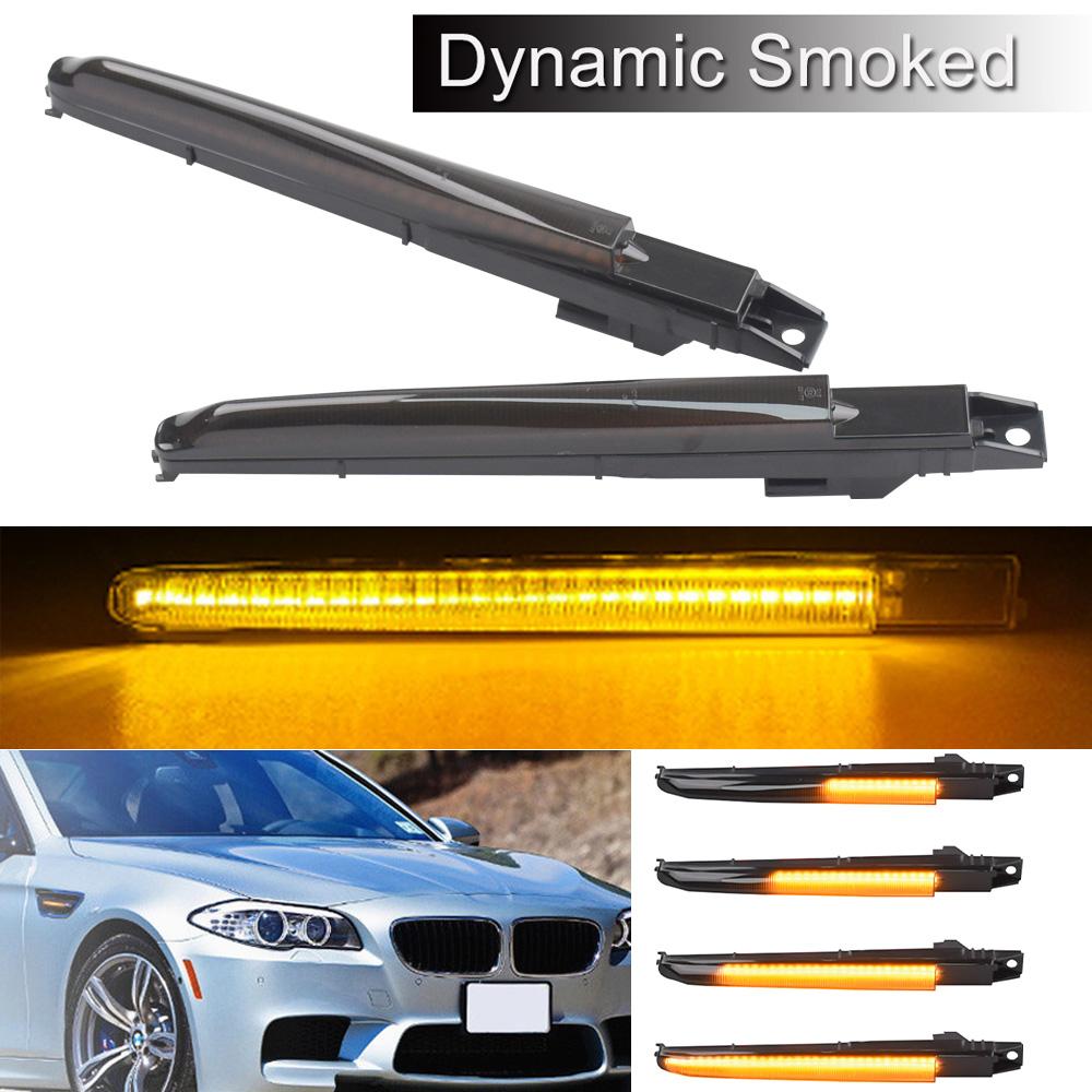 

For BMW 5 Series F10 M5 S63N FV91 FV92 FV93 Dynamic LED Side Fender Marker Light Flashing Sequential Turn Signal 2010-2016 Dynamic Smoked