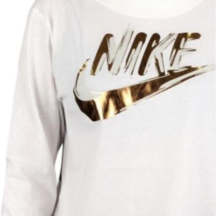 Nike Logo Casual Long Sleeve T-Shirt Women Tops White 939349-100