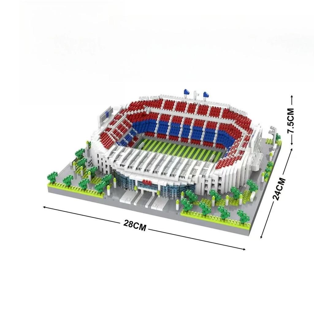 Camp Nou Club Diamond Football Field Bricks Famous Architecture Building Block Toys For Kids Boys Birthday Gifts Desk Ornament