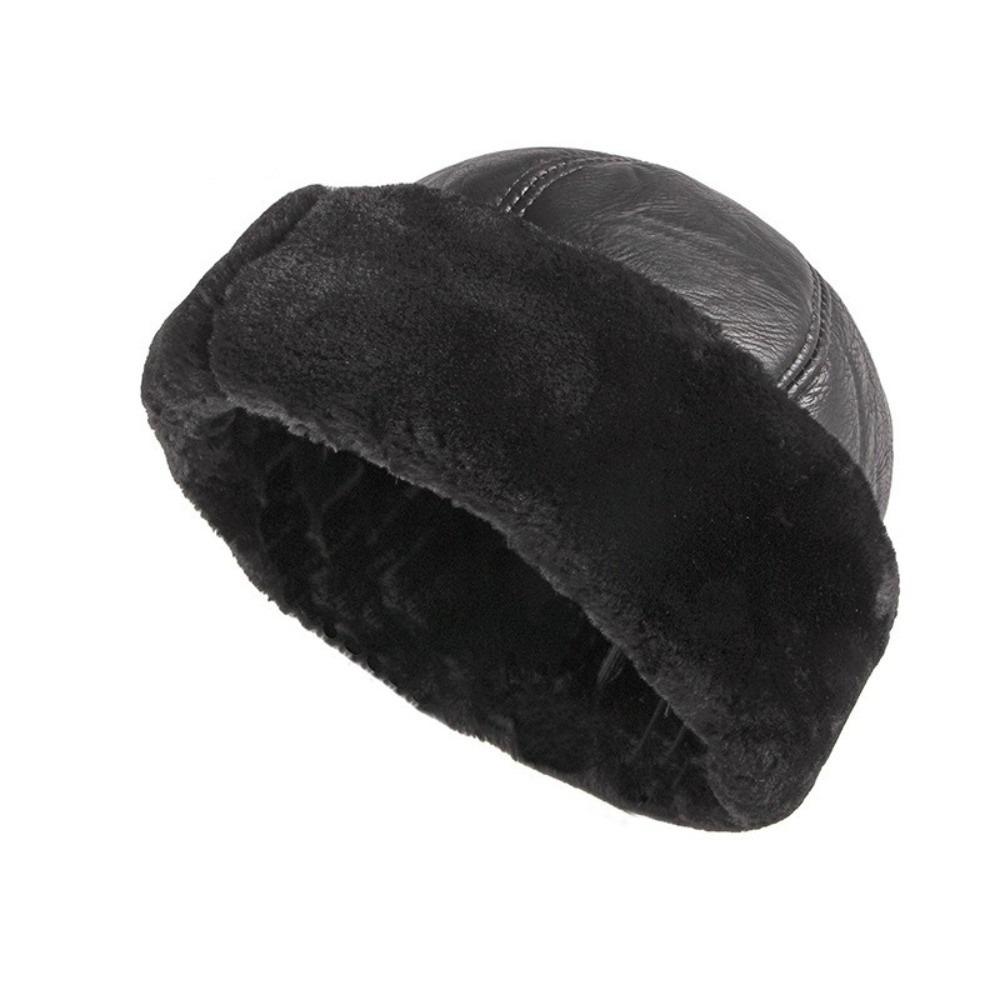 Fleece Lined Windproof Snow Ski Cap Fur Leather Russian Hats Warm Winter Hat Winter