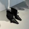 Fashion 2025 Autumn/Winter Coarse Heel Ankle Boots Women's New British Chelsea Boots Small Square Head Sleeve Buckle Fashion Microfiber