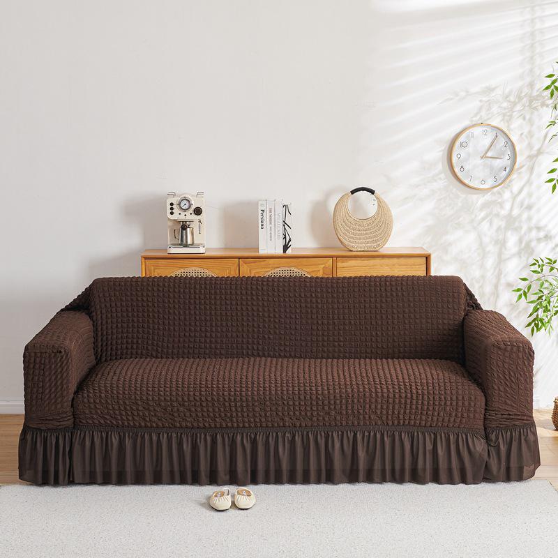 Four Seasons Wind Bubble Gauze Sofa Skirt, Thick & Fully Wrapped, High-End Elastic Cover for Lazy Person