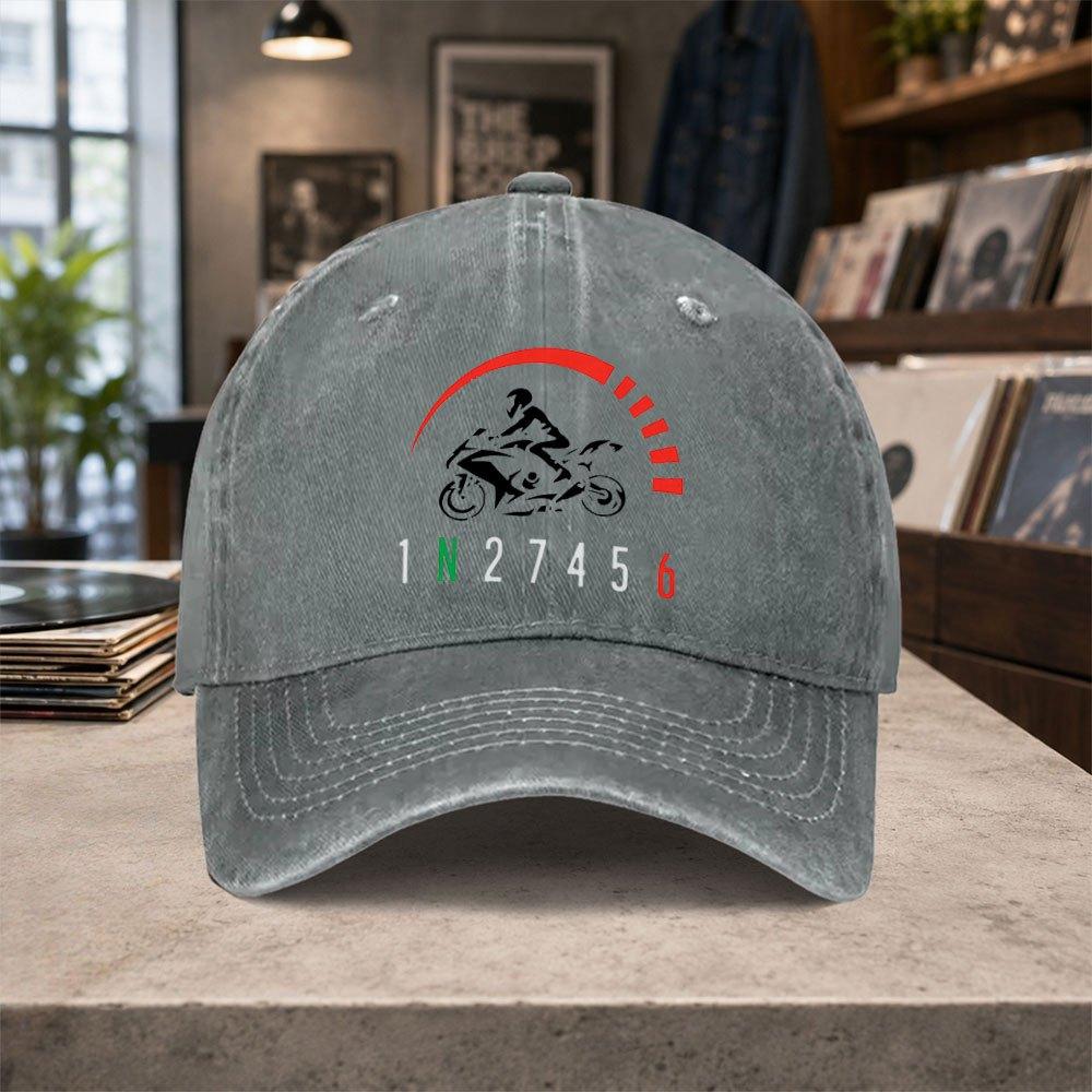 Motorcycle Gear Wash Baseball Cap Unisex Adjustable Vintage Casual Hat for Unisex Women Outdoor Daily Wear