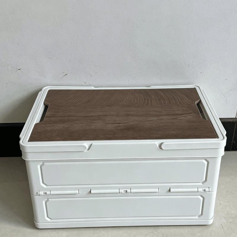Portable Folding Camping Storage Box with Wooden Lid