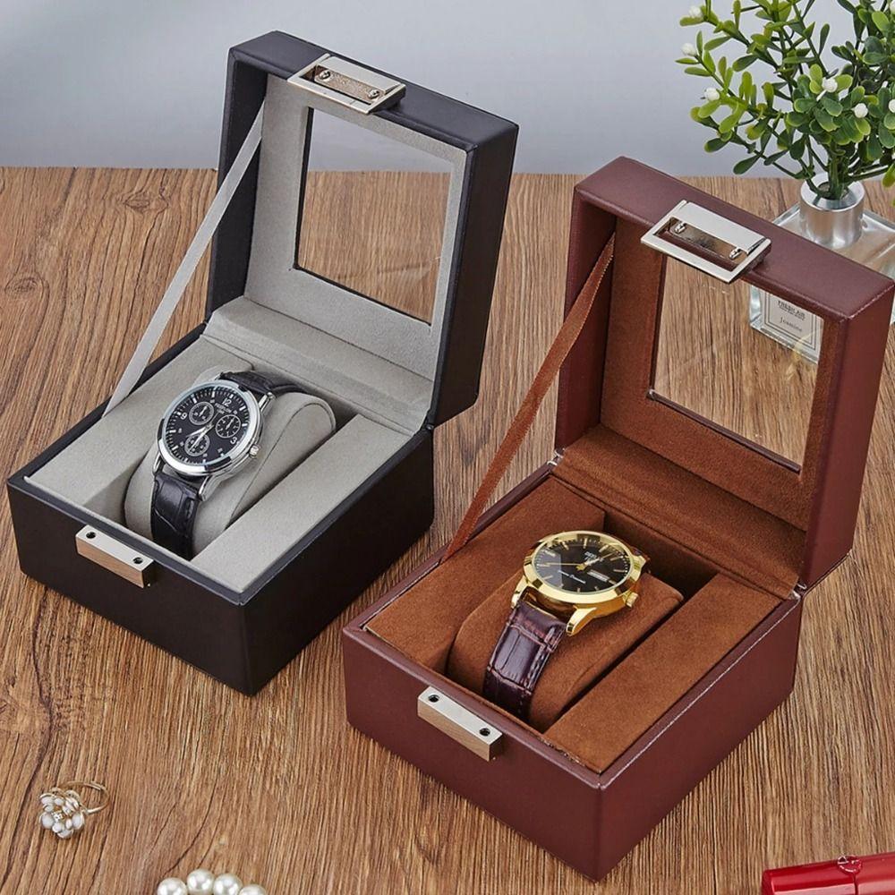 Portable Leather Watch Storage Box Wood 1 Watch Slot Watch Box Watch Collection Box Watch Collection