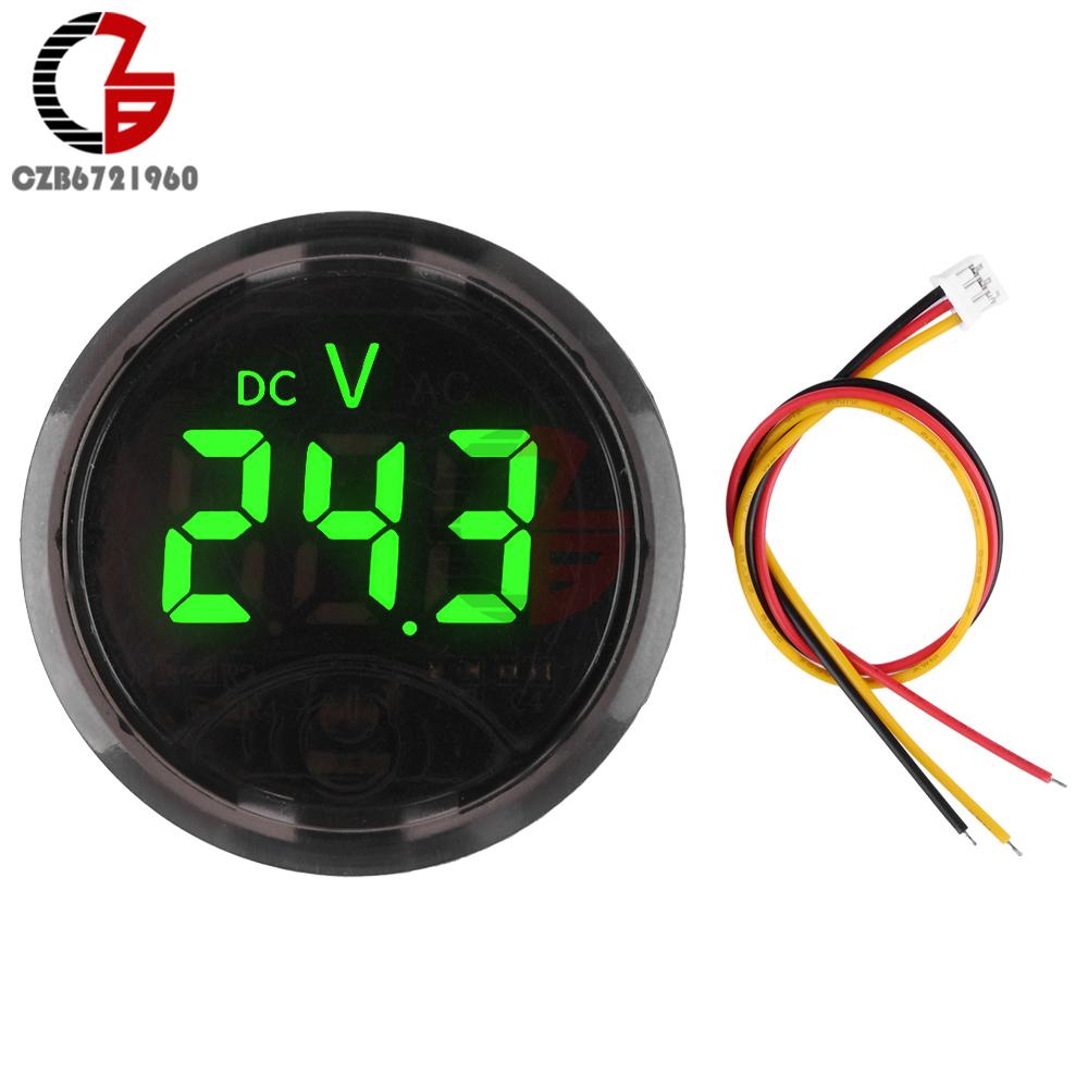DC 7-120V DC 0-120V LED-Anzeige Voltmeter Rund Zwei-/Dreidraht-Panel-Spannungsmesser DC Berührungsspannungsprüfer für Auto Boot Marine