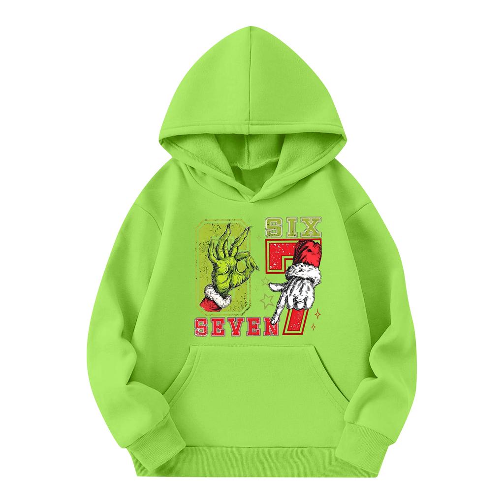 Dziecięca bluza z kapturem typu pulower z długim rękawem, luźna, ze sznurkiem i w jednolitym kolorze