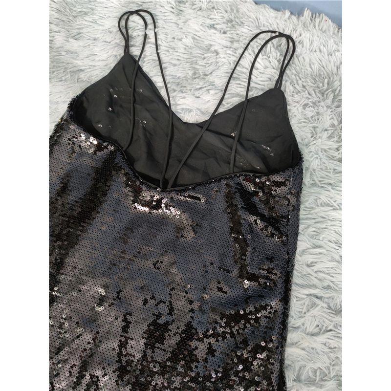 Export Single H Home Sequined Suspender All-Matching Graceful Sexy Sexy Disco Nightclub Stylish Inner Wear Outer Wear Tops Female