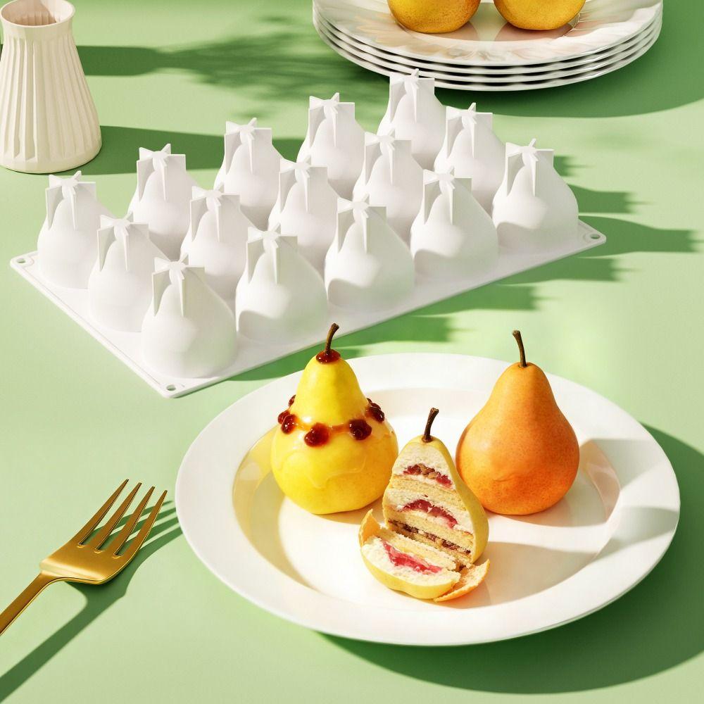Heat-Resistant 3D Pear Silicone Mold 15 Cavity French Dessert Molds  Pastry