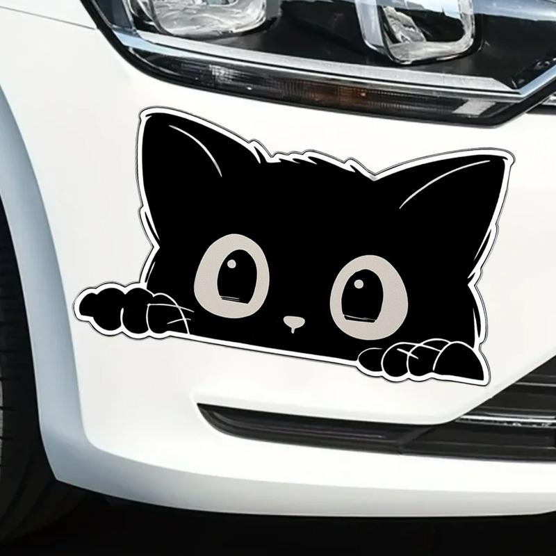 1/2pcs PVC Car Sticker Poor Cat Is Stealing with Big Eyes Watch Vinyl Car Styling Cover Waterproof Decals Interior Accessories