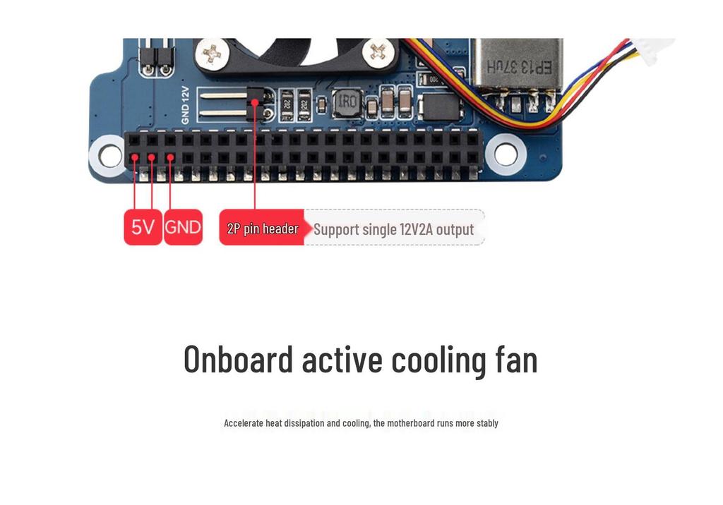 Raspberry Pi 5 PoE Ethernet Expansion Board with Type F Cooling Fan, 802.3af/at Standard