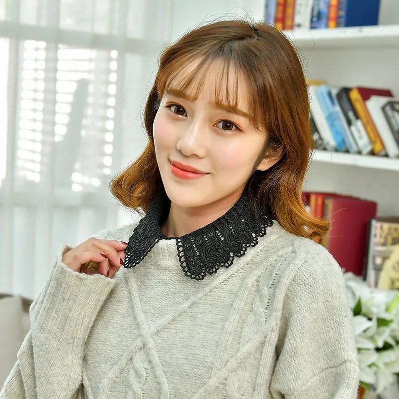 Fashion White Fake Collars for Womens Shirt Detachable Collar False Collar Lapel Turn Down Blouse Top Tie Sweater Accessories