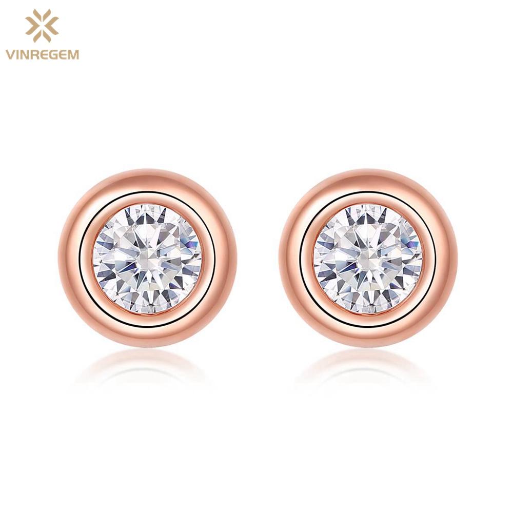 

Vinregem, 100% пройденный тест, бриллиант, стерлинговое серебро 925 пробы, VVS1 3EX 0,5 карата * 2 шт., настоящий муассанит, драгоценный камень, свадебные серьги-гвоздики, серьги-гвоздики, ювелирные изделия белого золота