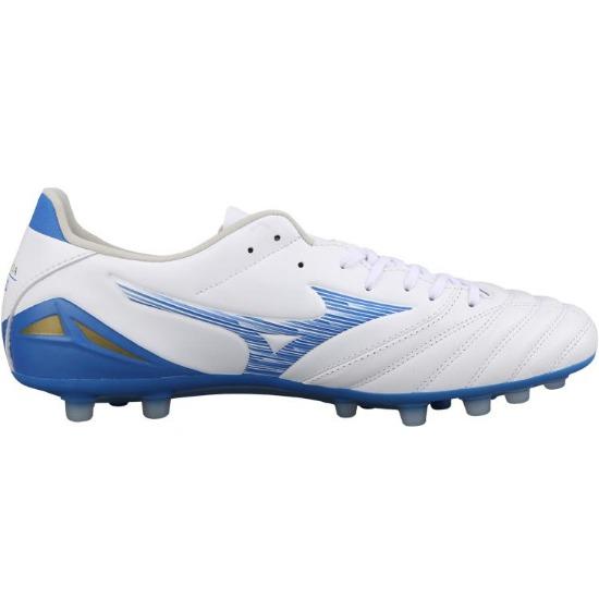 Mizuno Morelia Neo 4 Pohodlné AG (Gumové krátké cvočky) Fotbalové boty z klokaní kůže s tlumením nárazů Pánské fotbalové boty Bílé Modré P1GA243525