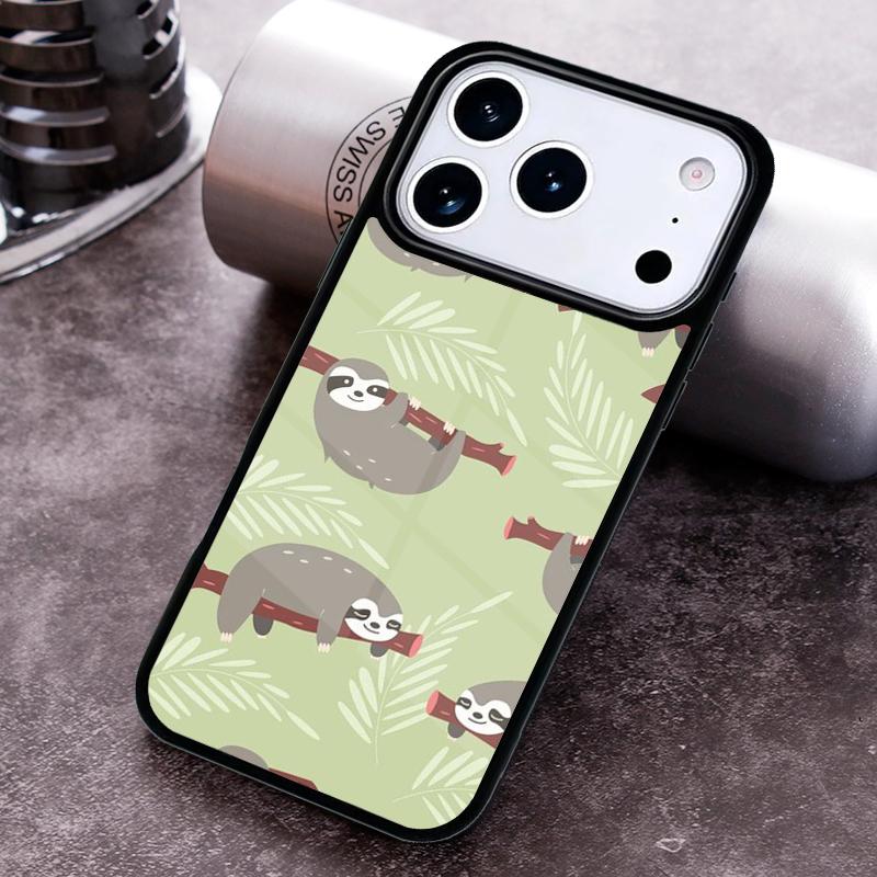 Kawaii Cute Sloth Hang Phone Case for iPhone 17 16 15 Pro Max Air 14 13 12 11 Plus Shockproof Cover