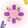 24 st korta fyrkantiga naglar, kreativa lila blommor och växter lösnaglar fina lösnaglar, för tjejer att bära, tryck på naglarna, nageltillbehör